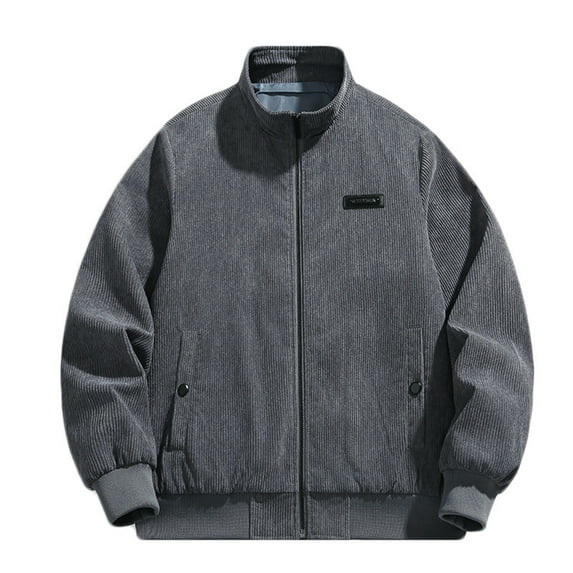 IROINNID Mens Corduroy Jacket Savings Leisure Winter and Fall Jacket Outdoor Zip Up Long Sleeve Warm Keep Coat,Dark Gray