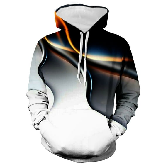 IROINNID Mens Hooded Sweatshirts Cozy Round Neck 3D Print Pullover Long Sleeve Tops Sweatshirt On Sale,Black