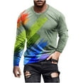 thumbnail image 1 of IROINNID Mens Long Sleeve T Shirts Graphic Print Casual Round Neck Pullover 3D Printed T-Shirt Blouse Tops Savings,Green, 1 of 5