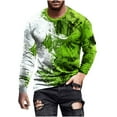 thumbnail image 1 of IROINNID Mens Long Sleeve T Shirts Graphic Print Leisure Round Neck Pullover 3D Printed T-Shirt Blouse Tops Deals,Green, 1 of 5