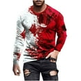 thumbnail image 1 of IROINNID Mens Long Sleeve T Shirts Graphic Print Leisure Round Neck Pullover 3D Printed T-Shirt Blouse Tops Deals,Red, 1 of 5