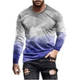 thumbnail image 1 of IROINNID Mens Long Sleeve T Shirts Graphic Print Loose Round Neck Pullover 3D Printed T-Shirt Blouse Tops,Purple, 1 of 5