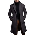 thumbnail image 1 of IROINNID Mens Mid Length Wool Blend Overcoat Notch Lapel Button Front Winter Coat Solid Color Casual Outerwear with Side Pockets for Business Commute Daily Wear, 1 of 6