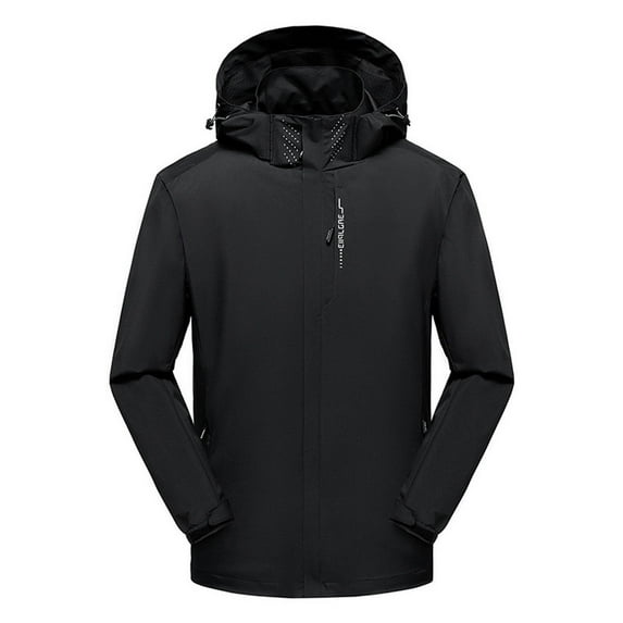 IROINNID Mens Outdoor Jacket Comfy Outdoor Hiking Windbreaker Waterproof Hooded Coat Long Sleeve Hooded Outwear & Jackets,Black