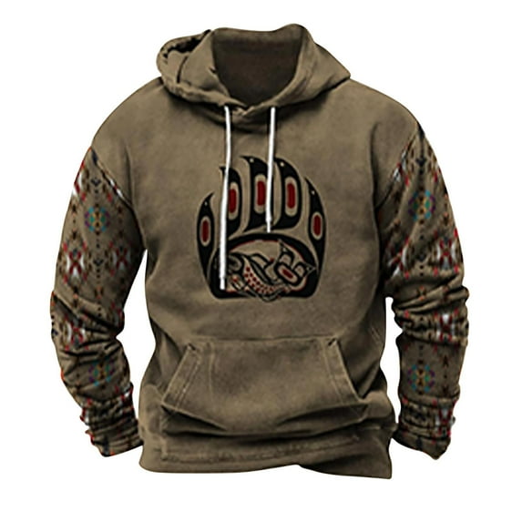 IROINNID Mens Outfit Long Sleeve Round Neck Printed Loose Fitting Hoodless Printed Sweat Jacket