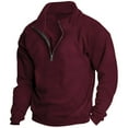 thumbnail image 1 of IROINNID Mens Outfit Tops Long Sleeve V-Neck Lapel Zipper Soild Comfrot Blouse Sun Shirt Clothes, 1 of 3
