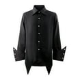 thumbnail image 1 of IROINNID Mens Outfit Tops Long Sleeve V-Neck Stand Collar Printed Button Blouse Sun Shirt Clothes, 1 of 8