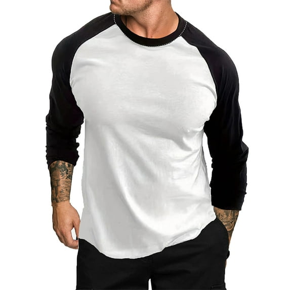 IROINNID Mens Pullover Shirts Long Sleeve Solid Round Neck Pullover Breathable Shirt Blouse Tops,White