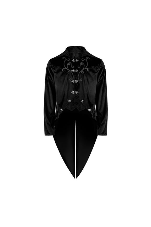 Mens Leisure Gothic TailCoat Steampunk Retro Tail Coat Medieval Lapel Court Dress Slim Coat,Black