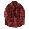 thumbnail image 1 of IROINNID Mens Shacket Loose New Plaid Shirt Loose Youth Long Sleeve Shirt Shirt Coat,Red, 1 of 3