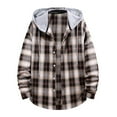 thumbnail image 1 of IROINNID Mens Shacket On Sale Comfy Hooded Cell Printing Long Sleeve Button Cardigan Shirt Shirt Coat,Black, 1 of 9