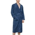 thumbnail image 1 of IROINNID Mens Silk Robe Sleepwear Long Sleeves Homewear Long Pajama Robe with Pockets,Navy, 1 of 7