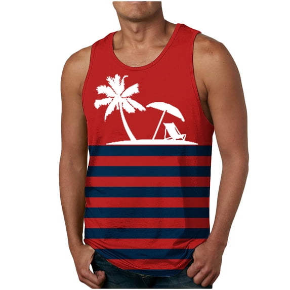 IROINNID Mens Sleeveless Gym Tank Top, Tag Free & Moisture Wicking, Soft Athletic Printed Pullover Ribbed Stretch Fabric