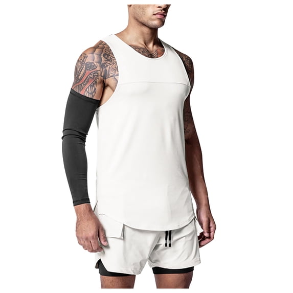 IROINNID Mens Sleeveless Gym Workout Tank Top, Tag Free & Moisture Wicking, Soft Quick-drying Plain Pullover Ribbed Stretch Fabric