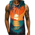 thumbnail image 1 of IROINNID Mens Sleeveless Sport Tank Top, Tag Free & Moisture Wicking, Hooded Pullover Drawstring Printed Ribbed Stretch Fabric, 1 of 5
