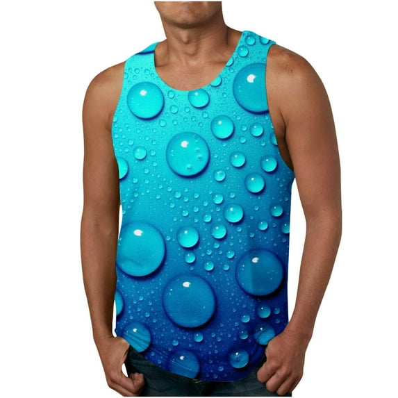 IROINNID Mens Sleeveless Sport Tank Top, Tag Free & Moisture Wicking, Summer Printed Casual Pullover Ribbed Stretch Fabric