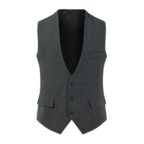 IROINNID Mens Suit Vest Formal Single Breasted Classic Waistcoat Sleeveless Button Down Dress Suit Vest,Dark Gray