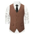 thumbnail image 1 of IROINNID Mens Suit Vest Formal Single Breasted Sleeveless Classic Waistcoat Button Dress Suit Vest,Coffee, 1 of 4