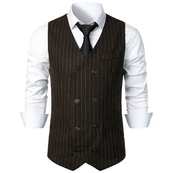 IROINNID Mens Suit Vest Formal Single Breasted Sleeveless Classic Waistcoat Button Dress Suit Vest,Coffee