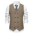 thumbnail image 1 of IROINNID Mens Suit Vest Formal Single Breasted Sleeveless Classic Waistcoat Button Dress Suit Vest,Coffee, 1 of 9