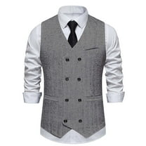 IROINNID Mens Suit Vest Formal Single Breasted Sleeveless Classic Waistcoat Button Dress Suit Vest,White