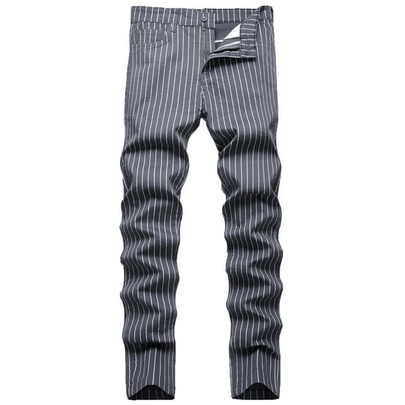IROINNID Mens SweatPants Stripes able d Plaid Trousers High Elastic Large Size Slim Formal Trousers Cotton Trousers Full Length Pants Rigid Waist Skinny Pants