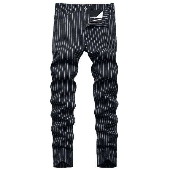 IROINNID Mens SweatPants Stripes able d Plaid Trousers High Elastic Large Size Slim Formal Trousers Cotton Trousers Full Length Pants Rigid Waist Skinny Pants