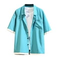 thumbnail image 1 of IROINNID Mens Tops Round Neck Short Sleeve Botton Casual Comfort Soild Color Pocket T-Shirt, 1 of 3