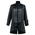 thumbnail image 1 of IROINNID Mens Trench Coat Casual Gothic Coat Medieval Standing Collar Court Clothing Standing Collar Retro Slim Coat,Black, 1 of 8