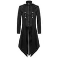 thumbnail image 1 of IROINNID Mens Trench Coat Comfy Gothic Coat Medieval Standing Collar Court Clothing High Collar Retro Swallowtail Coat,Black, 1 of 8