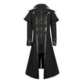 thumbnail image 1 of IROINNID Mens Trench Coat Comfy Gothic Coat Medieval Standing Collar Court Clothing Standing Collar Retro Slim Coat,Black, 1 of 5