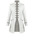 thumbnail image 1 of IROINNID Mens Trench Coat Savings Leisure Gothic Coat Medieval Standing Collar Court Clothing Standing Collar Retro Slim Coat,White, 1 of 3