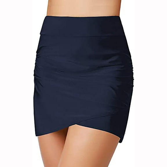 IROINNID Mini Elastic Waist Skirt For Women Bikini Bottom Swim Skirt Tulip Hem Beach Skirt Solid Color Skirt