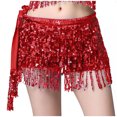 thumbnail image 1 of IROINNID Mini Elastic Waist Skirt For Women Hip Scarf Sequined Tassel Waist Scarf Adult Female Belly Chain Skirt Solid Color Skirt, 1 of 7