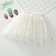 thumbnail image 1 of IROINNID Mini Tutu Skirt For Toddler Girls Cute Party Dance Solid Color Net Yarn Crimping Daisy Embroidery Tulle Skirt, White, 1 of 4