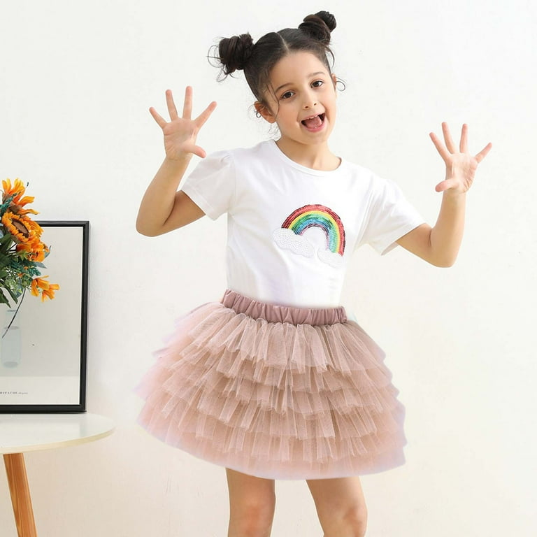 Iroinnid Mini Tutu Skirt for Toddler Girls Cute Party Dance Solid Color Net Yarn Tulle Princess Dress Skirt Khaki Toddler Girl s Size 11 12 Years