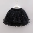 thumbnail image 1 of IROINNID Mini Tutu Skirt For Toddler Girls Cute Party Dance Splice Solid Color Net Yarn Crimping Pearl Sequins Tulle Skirt, Black, 1 of 3