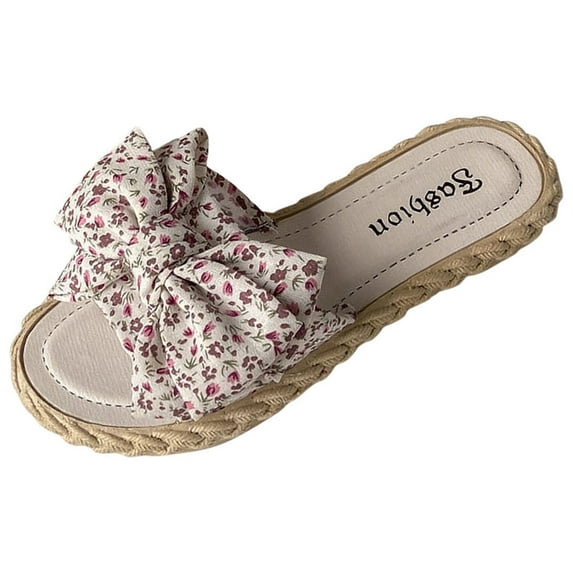 IROINNID Mothers Day Gifts for Mom, Slippers for Women Lightweight Comfy Beach Vacation Flat with Bow Non-Slip Slipper