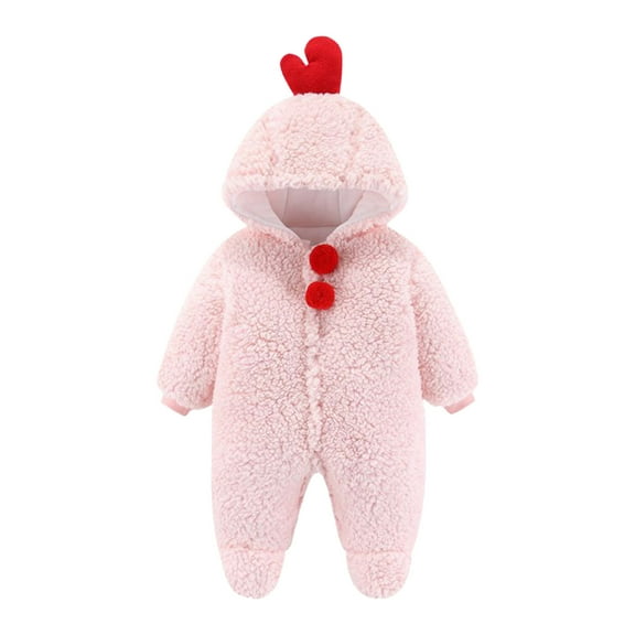 IROINNID Newborn Baby Fleece Footie Snowsuit Winter Hooded Warm Romper Cartoon Jumpsuit Outfits For Girls Boys