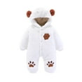 thumbnail image 1 of IROINNID On Sale Baby Bodysuit Long Sleeve Newborn Baby Winter Girls Boys Clothes Warm Ears Bear Claw Overall Rompers Hooded Jumpsuit,White, 1 of 9