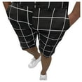 thumbnail image 1 of IROINNID On Sale Bermuda Shorts for Men Plaid Five-point Pants Suit Shorts Have Pockets Button Pants,Black, 1 of 6