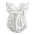 thumbnail image 1 of IROINNID On Sale Bodysuit For Baby Girl Baby Girls Cute Solid Color Cotton Linen Ruffles Backless Jumpsuit Romper,White, 1 of 9