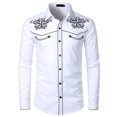 thumbnail image 1 of IROINNID On Sale Button Down Shirts for Men Autumn Winter Embroidery Pullover Long Sleeved T-shirt Top Blouse,White, 1 of 2