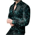 thumbnail image 1 of IROINNID On Sale Button Down Shirts for Men Long Sleeve Gradient Slim Geometric Graphic Printed Shirt,Blue, 1 of 4