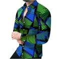 thumbnail image 1 of IROINNID Button Down Shirts for Men Long Sleeve Gradient Slim Geometric Graphic Printed Shirt,Green, 1 of 4