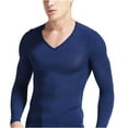 thumbnail image 1 of IROINNID On Sale Button Down Shirts for Men Slim Thin Thermal Underwear V Neck Autumn Clothes Breathable Basic Bottoming Shirt,Blue, 1 of 2