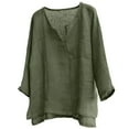 thumbnail image 1 of IROINNID On Sale Button Down Shirts for Men Summer Long SleevesＶ-Neck Comfortable Loose Blouse Tops,Green, 1 of 4