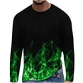 thumbnail image 1 of IROINNID On Sale Button Up Shirts for Men New Flame Long Sleeve 3D Printing T-shirt Loose Round Neck Pullover Undercoat Top Blouses & Shirts,Green, 1 of 5