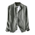 thumbnail image 1 of IROINNID Button Up Shirts for Men Striped Cotton Linen Shirt Long Sleeved Standing Collar Button Up Shirt able Shirt Top Blouse,Gray, 1 of 4