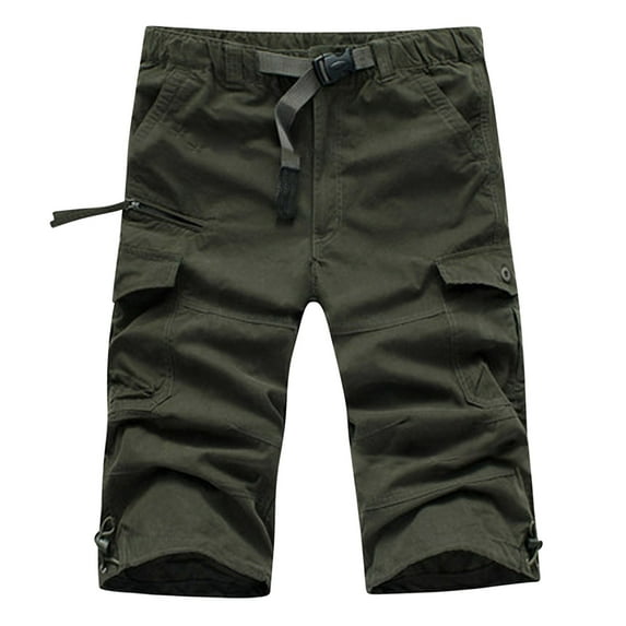 IROINNID On Sale Cargo Shorts for Men Pure Color Outdoors Pocket Beach Work Trouser Cargo Shorts Pant,Olive Green